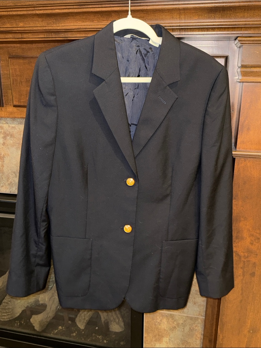 Brooks Brothers 346 Women’s Size 12 Black Wool Blazer Gold Buttons Preppy